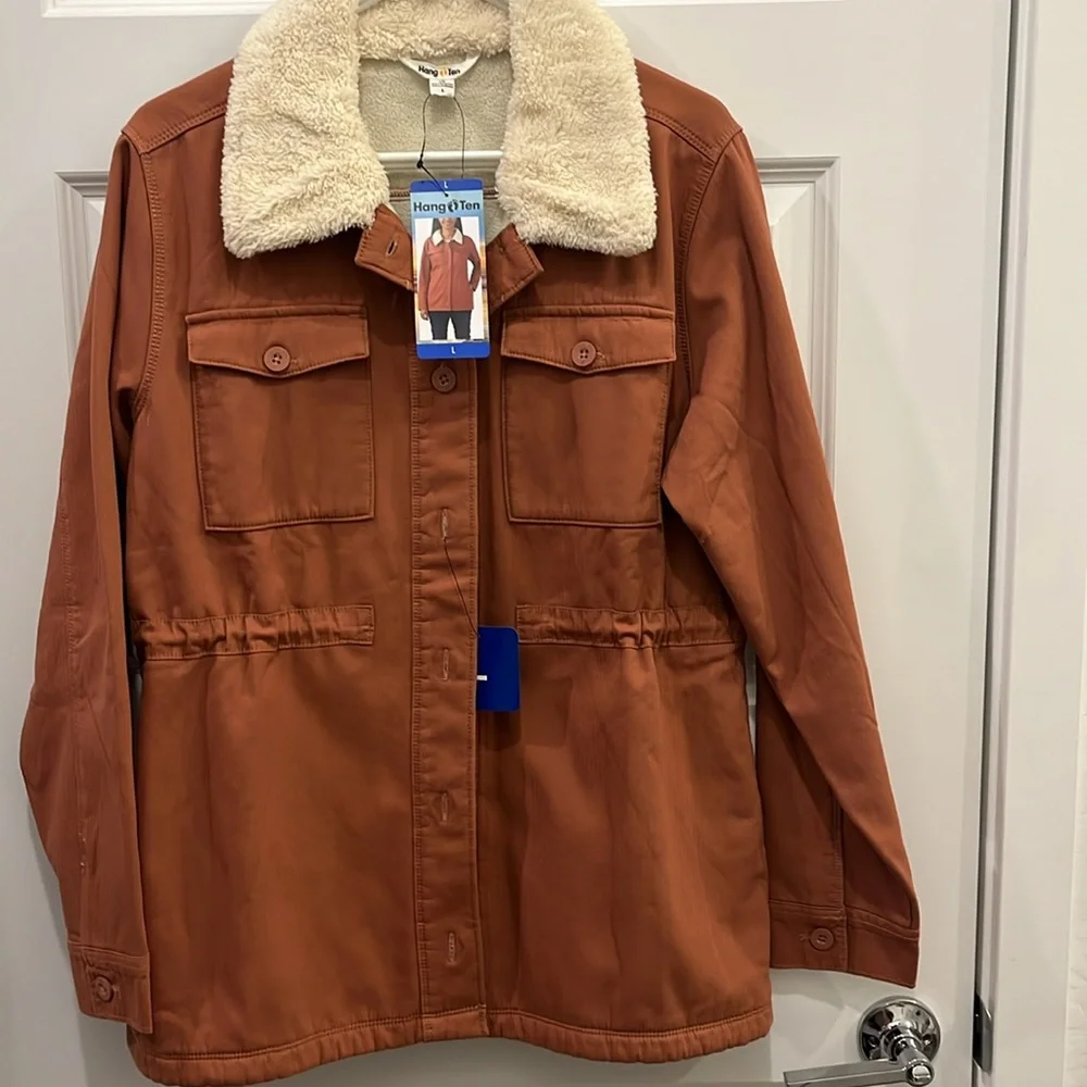 Hang Ten Ladies NWT copper utility jacket, fleece lined sz L - Picture 6 of 10
